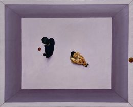 「living in a box 08」油彩、パネル貼りキャンバス　22×27.3cm　2024