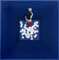 「living in a box 05」油彩、パネル貼りキャンバス　33.3×33.3cm　2023