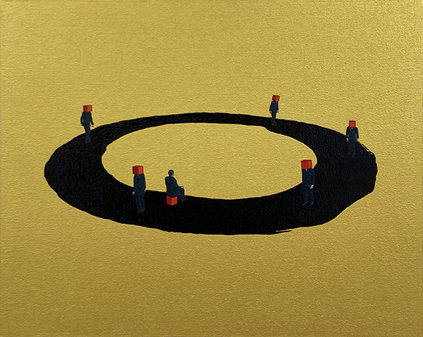 「円相に関する―考察 ～かえりみる～」油彩、水性アルキド樹脂絵具、パネル　22×27.3cm　2021