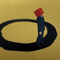 「円相に関する―考察 ～天命～」油彩、水性アルキド樹脂絵具、パネル　27.3×27.3cm　2022