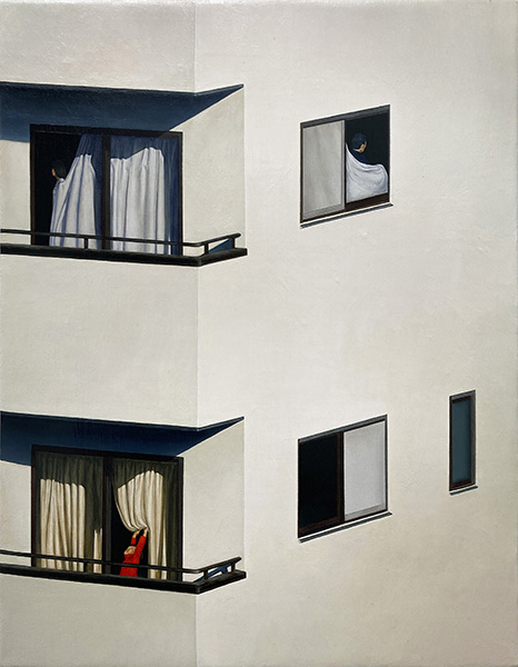 「隣家の窓 4」油彩、キャンバス　41×31.8cm　2023