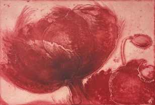 「en Rouge」アクアチント、ドライポイント、雁皮刷り　22×29.8cm　2024　
