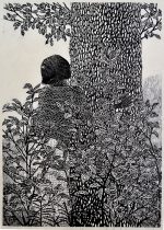 「楠」和紙、墨、木版　44×31cm　2022