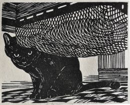 「こたつ」和紙、墨、木版　12×15cm　2022