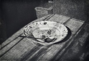 「遅い昼食」エッチング　36×52.5cm　2022