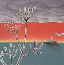 「雨氷 #2」アクリル、オイルパステル、色鉛筆　200×200mm　2024