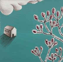 「雨氷 #1」アクリル、オイルパステル、色鉛筆　200×200mm　2024