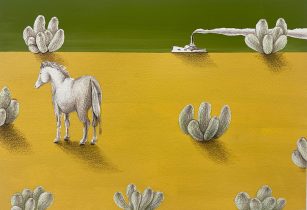 「Night watch #3」アクリル、色鉛筆、オイルパステル　410×318mm　2024