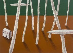 「模造の夜 #3」アクリル、色鉛筆、オイルパステル　270×350mm　2024