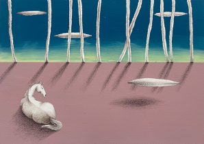 「Night watch #1」アクリル、色鉛筆、オイルパステル　410×318mm　2024