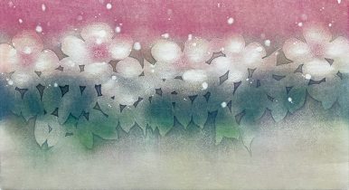 「unshakable」和紙、油性版画インク、透明水彩絵の具　380×560mm　2024