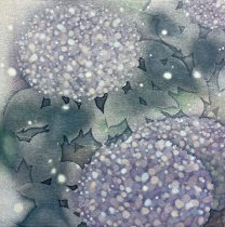 「サラウンド」和紙、油性版画インク、透明水彩絵の具　385×385mm　2024