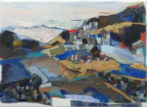 「谷の先と山あい」キャンバスに油彩　15.8×22.7cm　2024