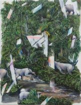 「明日のあとかたを追う」キャンバスに油彩　31.8×41cm　2024