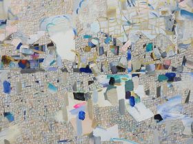 「山に佇む水際の風景」（部分）キャンバスに油彩　162×194cm　2023