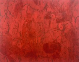 「不立点線 No.566」麻布、岩絵具、他　2273×1818mm　2024