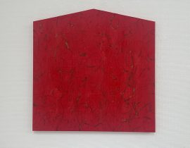 「不立点線 No.567」麻布、岩絵具、他　515×515mm　2024