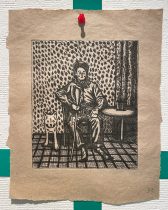 「男と犬（1）」銅版画　185×150mm　2024