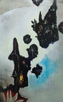 「Anima mea in manibustuis わたしの魂はあなたの手の中に」oil,photo paper on canvas　145.5×89.4cm　2024