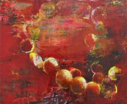 「Tenebris 暁闇の声」oil,photo paper on canvas　65.2×53cm　2024