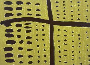 「トルファンの十字路」顔料、画仙紙、膠、アクリルメディウム　24×33cm　2024