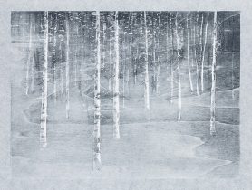 「幻想林」和紙、水性木版　206×280mm　2024