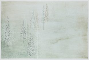 「霧の余韻」和紙、水性木版　610×907mm　2023