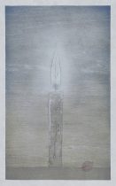 「秋の蝋燭」和紙、水性木版　265×160mm　2024