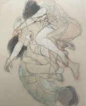 桑原理早「漣」和紙壁紙、木炭、念紙　910×727mm (F30)　2024