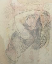 桑原理早「Faint memory#4」和紙壁紙、念紙、墨、薄美濃紙　F3(27.3×22cm)　2024