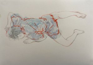 「ドローイング」鳥の子紙、水彩、コン テ、鉛筆　2024