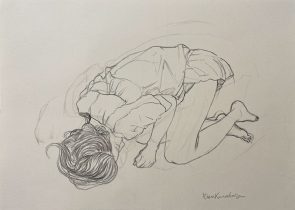 「ドローイング」和紙、コンテ、鉛筆　2024