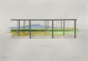 「プランドローイング 7」鉛筆、水彩、アクリル、アルシュ紙　38.3×56.4cm　2024