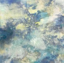 「Fragments of Light No. 4」顔料、アクリルメディウム、石膏地、寒冷紗、パネル　18×18×2cm　2024