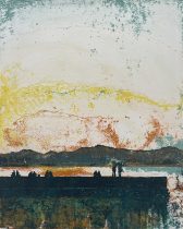 「ふたり」リトグラフ、油性インク、水彩絵具、いづみ紙　252×200mm　2024