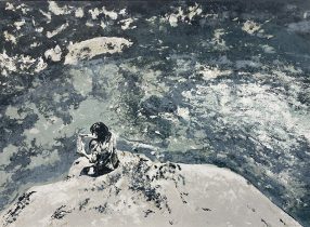 「透き通る夏に」リトグラフ、油性インク、いづみ紙　530×727mm　2024