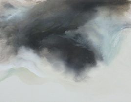 「人の風景LIX(59)」天竺綿パネル、岩絵具、水干、胡粉、雲母、金属粉、墨、アートレジン　F30　2025