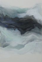 「人の風景LVI(54)」天竺面キャンバスパネル、岩絵具、水干、胡粉、雲母、錫粉、墨、アートレジン　M25　2025