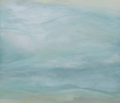 「人の風景LVIII(58)」天竺綿キャンバスパネル、岩絵具、水干、胡粉、雲母、金属粉、アートレジン　F10　2025