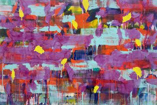 「汽水域―空間が生まれる　25－P－5」板、紙、白亜地、油彩、テンペラ　92.5×137.5cm　2025