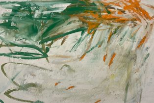 「ひるがえる (b)」顔料、画仙紙、膠、アクリルメディウム　90×142cm　2025