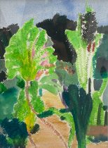 「植物園にて_3」水彩紙、蜜蝋クレヨン、水彩絵具、色鉛筆　217×148mm　2025