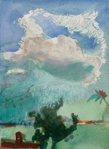 「クラン・ジェティにて_2」水彩紙、蜜蝋クレヨン、水彩絵具、色鉛筆　215×158mm　2025