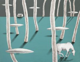 「道案内 #3」キャンバスにアクリル、色鉛筆、オイルパステル　410×530mm（P10）　2025