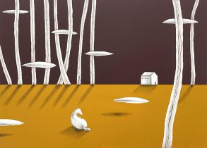 「Night watch #8」キャンバスにアクリル、色鉛筆、オイルパステル　652×910mm（P30）　2025