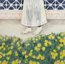 「寓意的な庭-6」色鉛筆、紙　20×20cm　2024