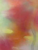 「色奏・影映　紅色のラプソディ」綿布にアルキド水性樹脂絵具　65.2×53cm　2025