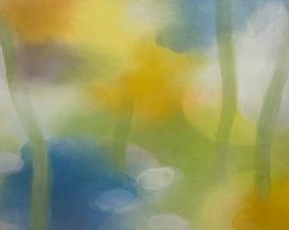 「色奏・影映　くもりのち晴」綿布にアルキド水性樹脂絵具　72.7×91cm　2025