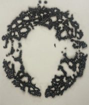 「宇宙 ノ大陸－桜」墨、雁皮紙、木製パネル　26×22cm　2025