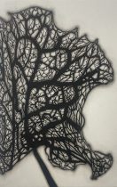 「航路」墨、雁皮紙、木製パネル　26.5×17cm　2025